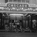 A well-used bike corral directly in front of the Cascade Theater in 1941.
