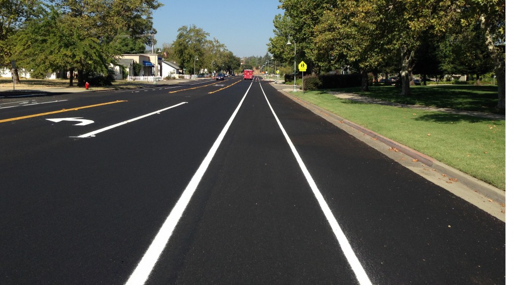 Looking west on Parkview Avenue after road diet of 2013.